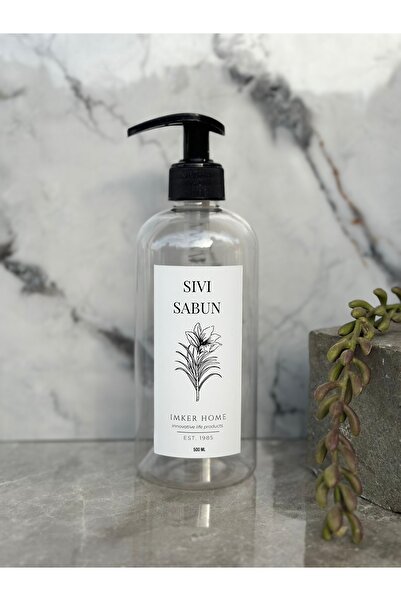 IMKER HOME Şeffaf Plastik Sıvı Sabun Şişesi Sabunluk 500 Ml
