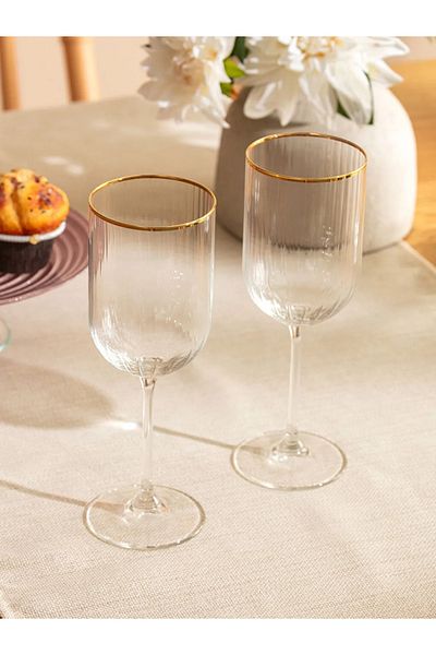LC Waikiki Lcw Home Colorless Glass Standing Water Cup Set of 2 410 ml