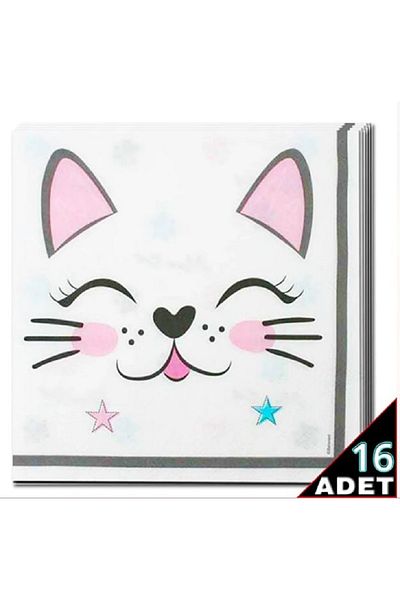 turkuaz parti Σετ 16 χαρτοπετσέτες Miss Cat Cat διπλής στρώσης
