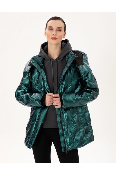 Pierre Cardin Emerald Hooded Shiny Coat 50290344 -Vr055