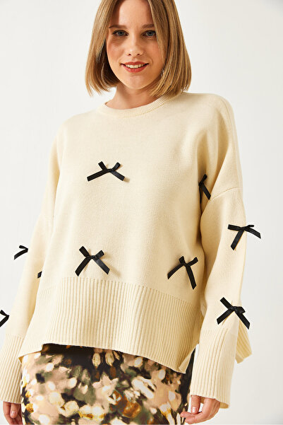 Bianco Lucci Women's Bow Detailed Knitwear Sweater 60261085