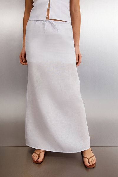 GRIMELANGE OMBRETTA Women's - 100% Linen White Regular Skirt
