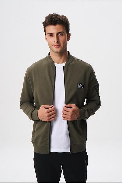 Arma Ανδρικό φούτερ Khaki Slim Fit Scuba αδιάβροχο ύφασμα Basic College γιακά φούτερ K 28324988301
