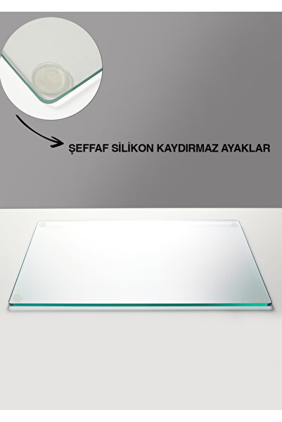 Ortakçı Design Şeffaf Saydam | Temperli Cam Kesme Tahtası - Cam Kesme Tablası 20*30