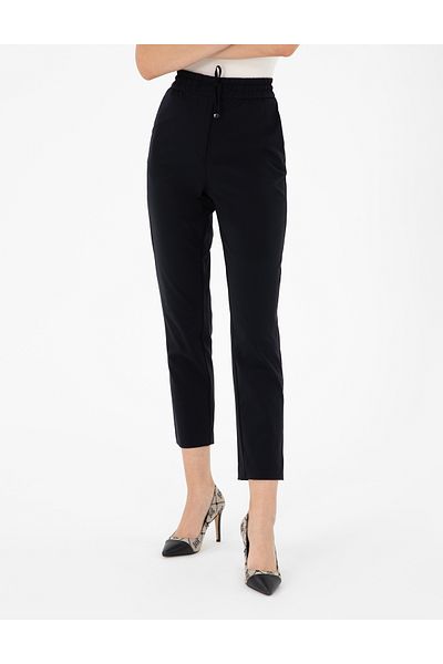 Pierre Cardin Black Carrot Fit Fabric Trousers 50296809 -Vr046