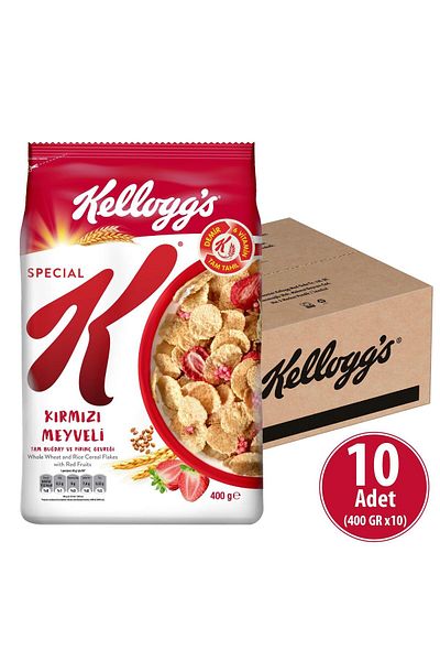 Kellogg's Special K Red Fruit Breakfast Whole Wheat and Rice Flakes 400 Gr X 10 Pieces