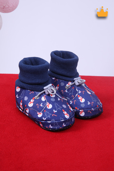 Babyhola Yılbaşı Temalı Patik Kardan Adam Kaydırmaz Taban Makosen İlk Adım Ay...