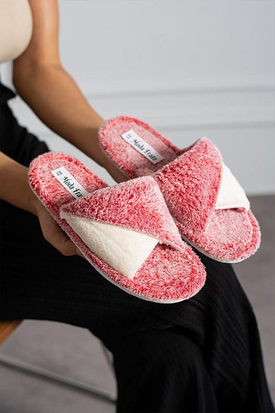 Moda Frato Modafrato BELLA - Papuci încrucișați de iarnă, papuci de interior pentru femei cu talpă silentioasă