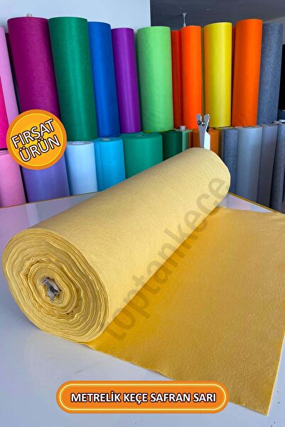 garaccu Metrelik İnce Yumuşak Keçe Kumaş 1 mm Safran Sarısı 1 Metre 100 cm x ...