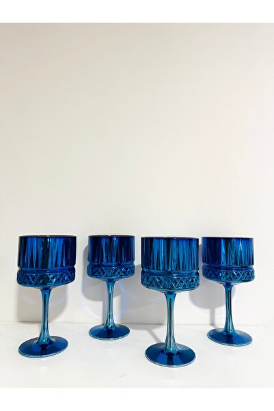 Home Mavi Titanyum Kaplama 4’lü Çok Amaçlı&sunum Bardağı