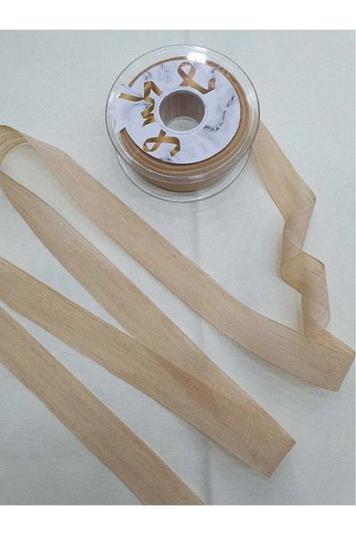 Nikah Şekeri Market 20 Meters Linen Ribbon Nopeli Decoration - 2.5 Cm, Gift Promise Engagement Wedding Favors