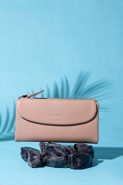 Grande 2602 Genuine Leather Large Size Women's Wallet Flother Biscuit
