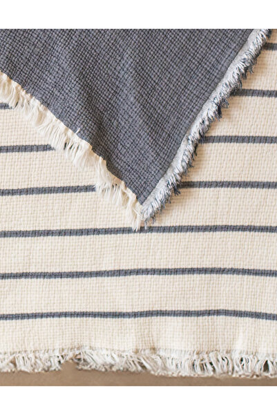 Lux Touch Alaçatı Anthracite 100% Cotton Muslin Soft Fiber Filled Bedspread Double 230X250 cm