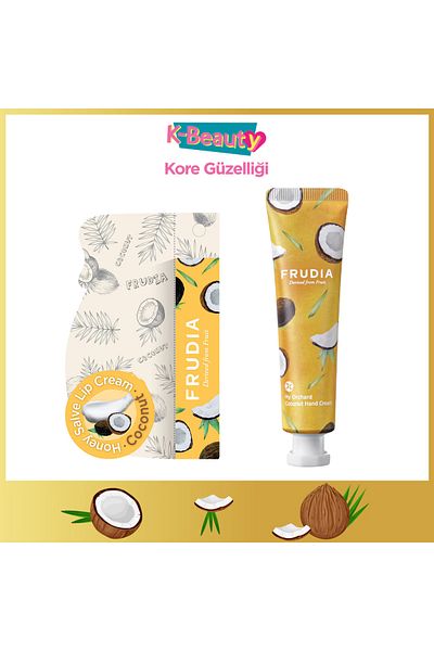 FRUDIA Coconut Honey Lip Cream 10 g - Coconut Hand Cream 30 g Set of 2
