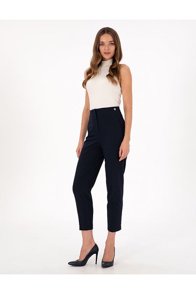 Pierre Cardin Navy Blue Carrot Fit Fabric Trousers 50302509 -Vr033