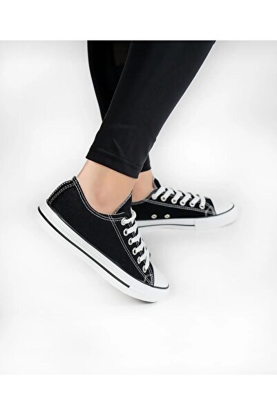 homiro Unisex černé plátěné nízké boty - šněrovací