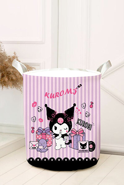 dekomingo سلة ألعاب كورومي لغرفة الأطفال والرضع مع شريط أسود وردي