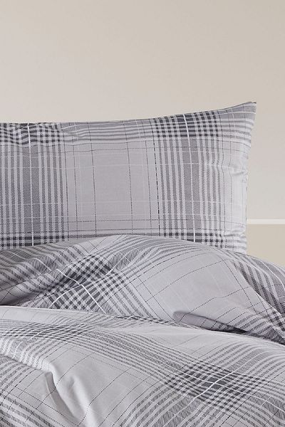 Nazik Home Σετ Παπλωματοθήκη 4 τεμαχίων Sonic καρό 100% βαμβακερό διπλό