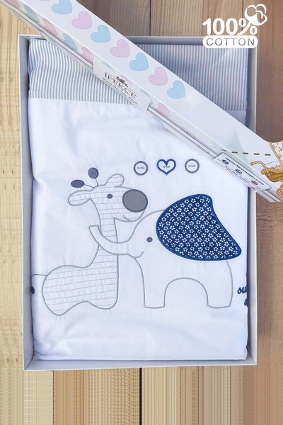 İpekçe Home Pure Baby 100% Cotton Boxed 3 Piece Embroidered Baby Duvet Cover Set