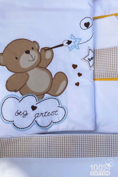İpekçe Home Pure Baby 100% Cotton Boxed 3 Piece Embroidered Baby Duvet Cover Set