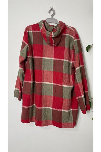 Sobe Hediyelik Plus Size Oversized Hooded Lumberjack Shirt Colored