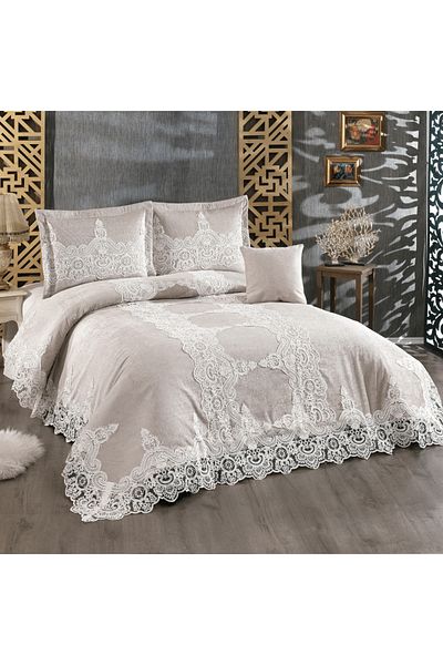 Solinas Collection Milena Mink – Cream Lace Double Dowry Bedspread