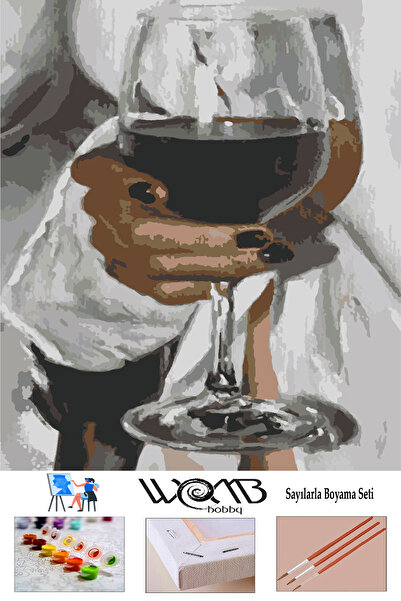 wombhobby Bir Kadeh Sayılarla Boyama Seti 40x 50 Cm (TUVALE GERİLİ)