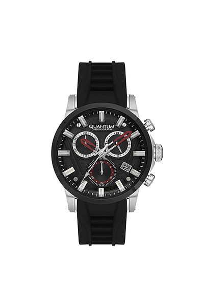 Quantum QUANTUM PWG1126.351 Men Chronograph Display Watch & Silicone Strap Black