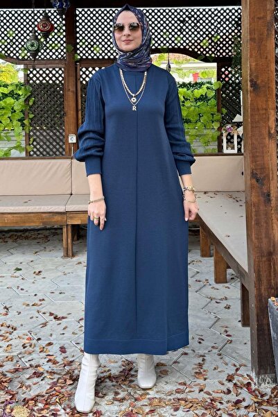 Rabia Şamlı Πλεκτό φόρεμα Ecem Indigo