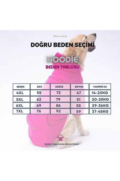 Pettrend Pink Fuchsia Kangaroo Pocket Medium Large Breed Dog Hoodie- Sweatshirt Big Dog Outfit(18-40 kg Ar