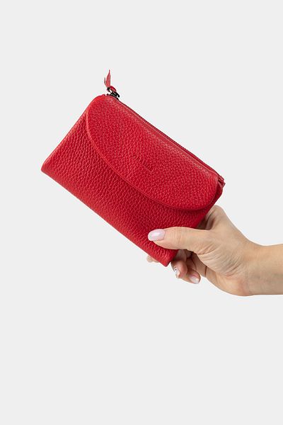 Grande 2813 Model Medium Size Red Genuine Leather Women's Wallet - Flother