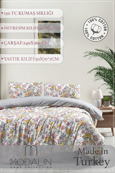 MODALİN Flora Double Bedding Set