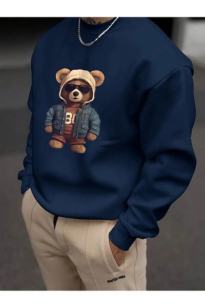 DAXİS Sportwear Company Teddy Bear Printed Crew Neck Sweatshirt