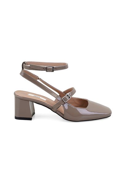 Desa Women's Gray Adjustable Buckle Heeled Leather Evening Dress
