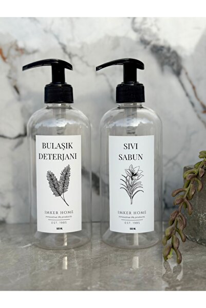 IMKER HOME Şeffaf Plastik Bulaşık Deterjanı Sıvı Şişesi Düzenleyici Sabunluk ...