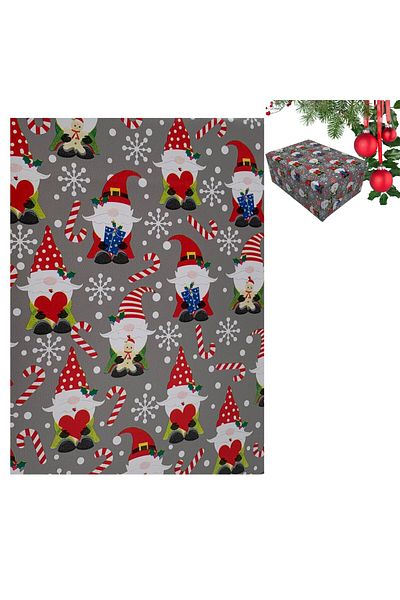 roco paper Italian Painted 10 Pieces Gift Packaging - Santa Claus Patterned, 70X100 cm