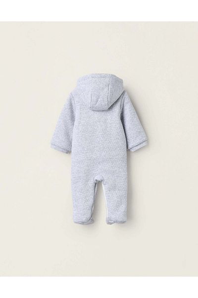 Ziddy PADDED HOODED SLEEPSUIT FOR NEWBORNS 'BEAR', GREY