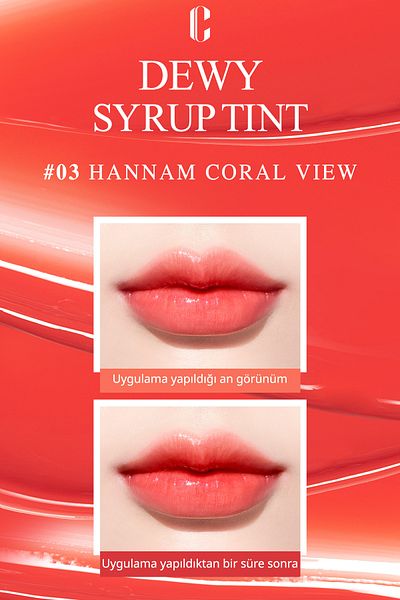 CLIO Clio Dewy Syrup Tint - Luminous Colors, Moisturizing, Long-Lasting (03 Hannam Coral View)