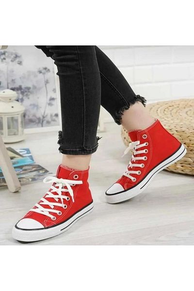 homiro Unisex Red Long Linen Shoes - Lace-up