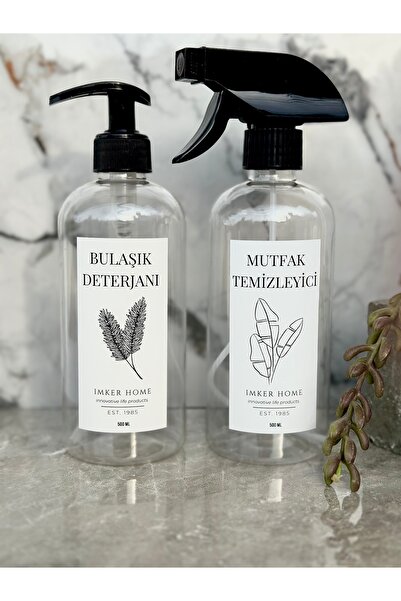 IMKER HOME Şeffaf Plastik Bulaşık Deterjanı Mutfak Temizleyici Şişesi Düzenle...