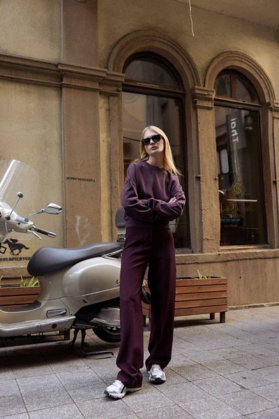 My Blog Plum Martini Palazzo Leg Trousers - 50714