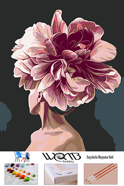 wombhobby Çiçeklenmek Topuz Sayılarla Boyama Seti 40x 50 Cm( Tuval Şasesine G...