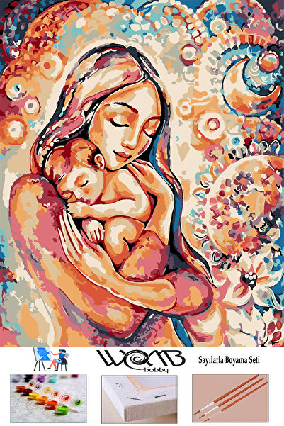 wombhobby Anne Şefkati Sayılarla Boyama Seti 40x 50 Cm (TUVALE GERİLİ)