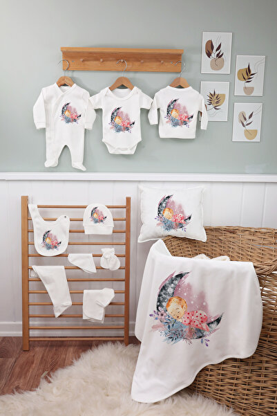 bebeqon 11 Parça Sevimli Baskılı Yenidoğan Hastane Çıkışı Seti %100 Pamuk