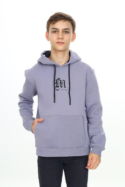 RAPAPA 10-14 Years Boy Sweat Sweatshirt - Hoodie, 3 Thread Raster, Gray 10044