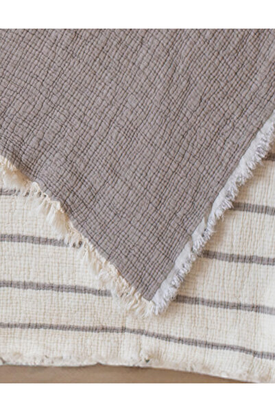 Lux Touch Alaçatı Mink - 100% Cotton Muslin Bedspread, Fiber Filling, Double, 230X250 cm