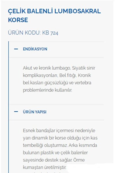 Case Lüx Örme Çelik Balenli Lumbosakral Bel Korsesi Bel Fıtığı Bel Ağrısı Korsesi Kb-724