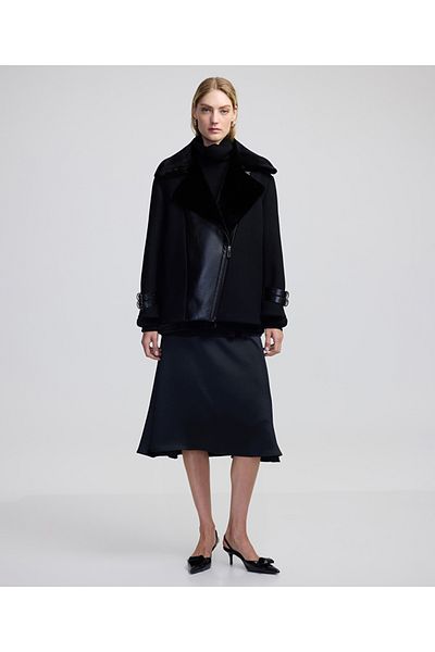 İpekyol Faux Leather Mix Coat