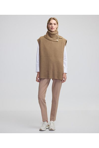 İpekyol Tricotaj poncho cu nasturi metalici