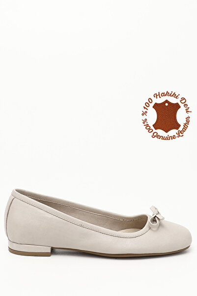 GÖNDERİ(R) Dámské/dívčí béžové baleríny z pravé kůže se starožitnou mašlí